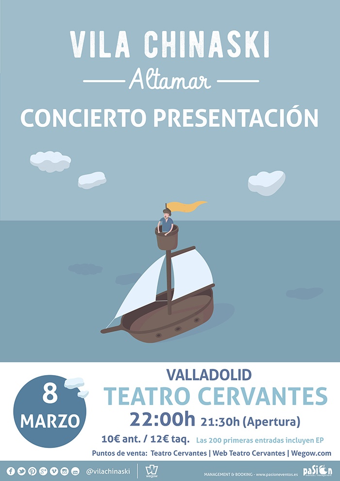 Cartel del concierto de Vila Chinaski presentando Altamar en Valladolid